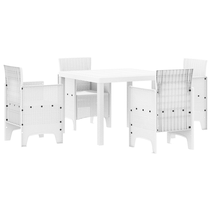 5-teiliges Garten-Essgruppen Set Weiß Poly-Rattan