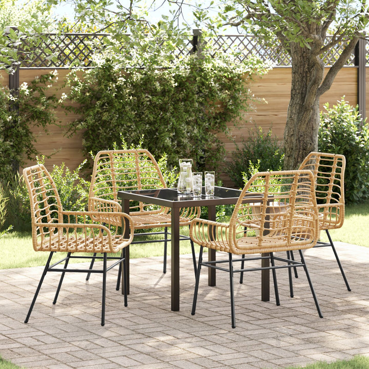 5-teiliges Garten-Essgruppe Braun Poly-Rattan