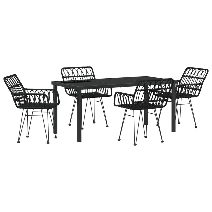 5-teilige Garten-Essgruppe Schwarz Poly Rattan