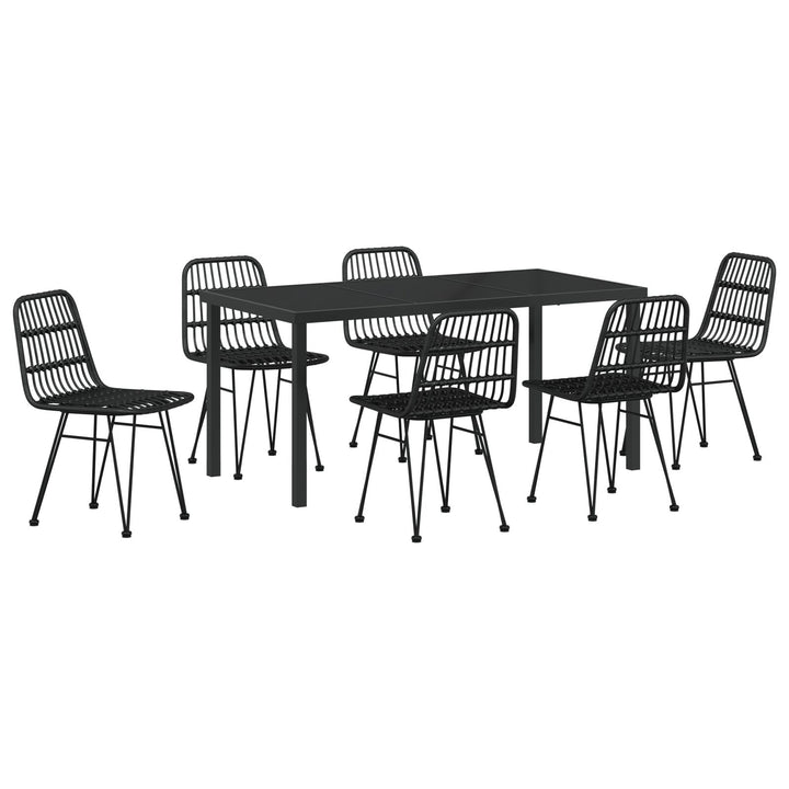 7-teiliges Garten-Essgruppe Schwarz Poly Rattan