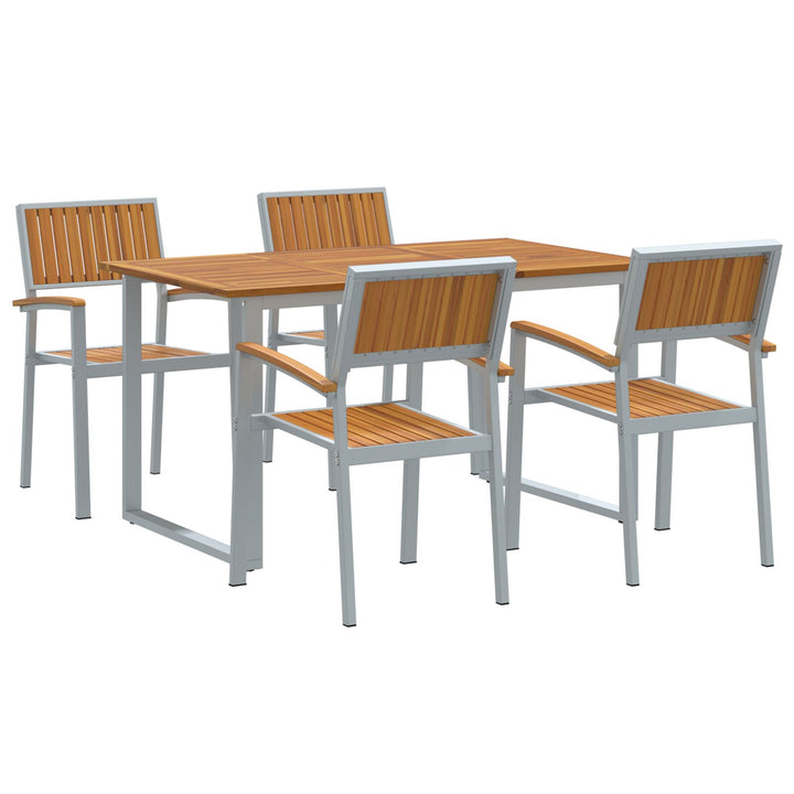 Garten-Essgruppe Set aus 5 Grau Stahl Langlebig Essgruppe
