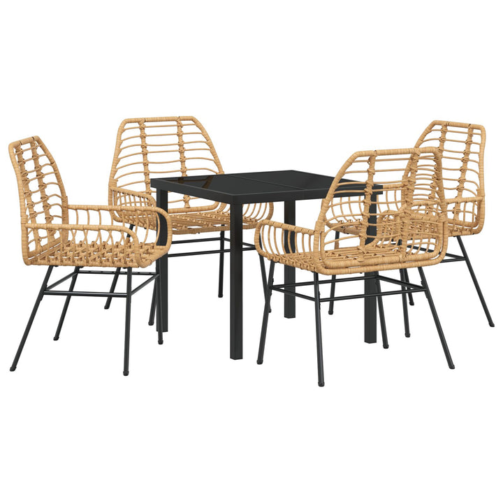 5-teiliges Garten-Essgruppe Braun Poly-Rattan