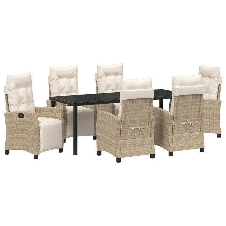 7-tlg. Garten-Essgruppe Beige Poly Rattan