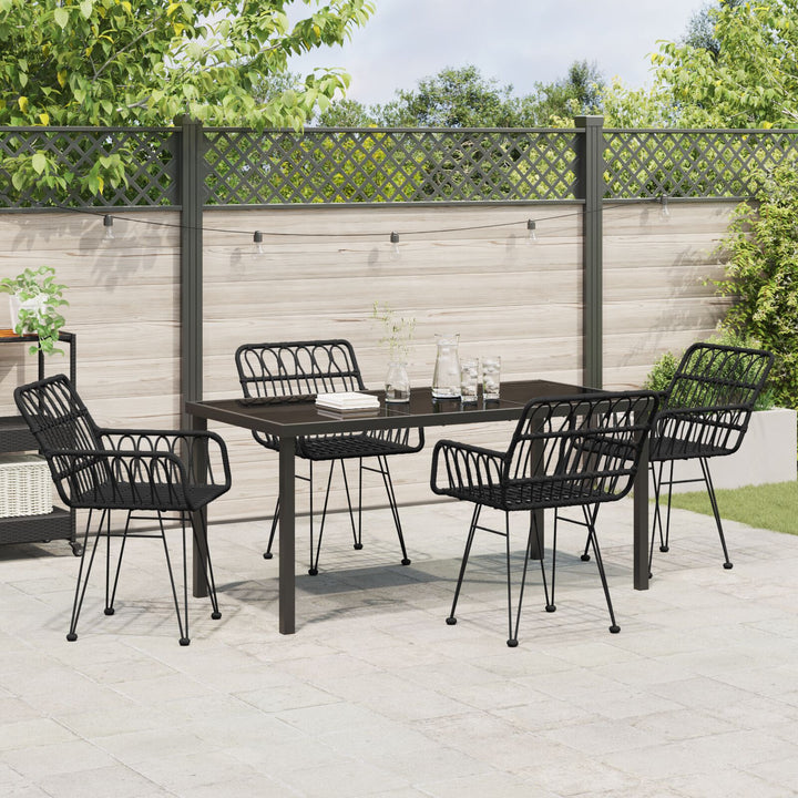 5-teilige Garten-Essgruppe Schwarz Poly Rattan