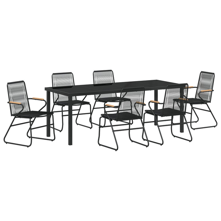 7-teilige Garten-Essgruppe Schwarz PVC-Rattan