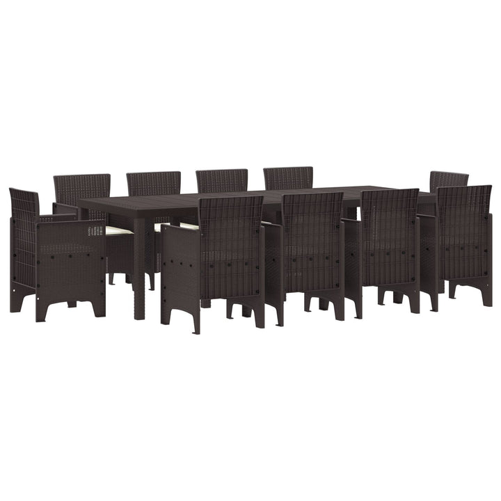 11-teiliges Garten-Essgruppe mit Kissen Braun Poly-Rattan