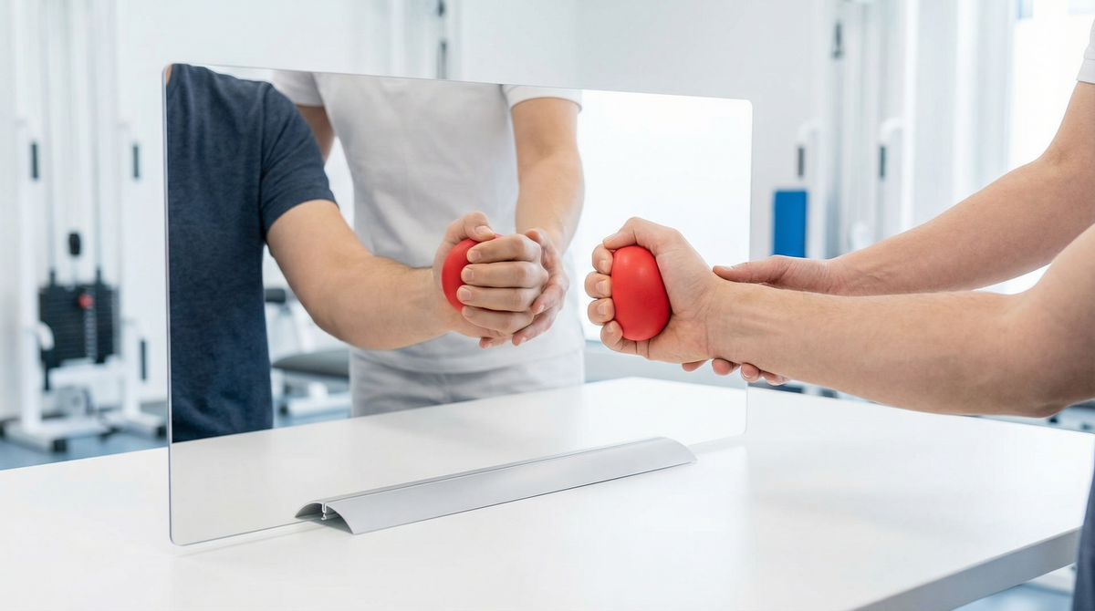 Anwendung eines hochwertigen Therapiespiegels in der Spiegeltherapie