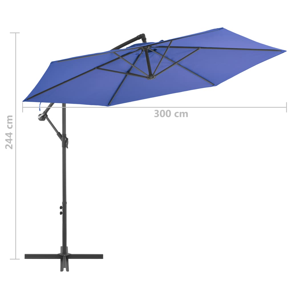 Ampelschirm mit Alu-Mast 300 cm Blau - Sonnenschirme &