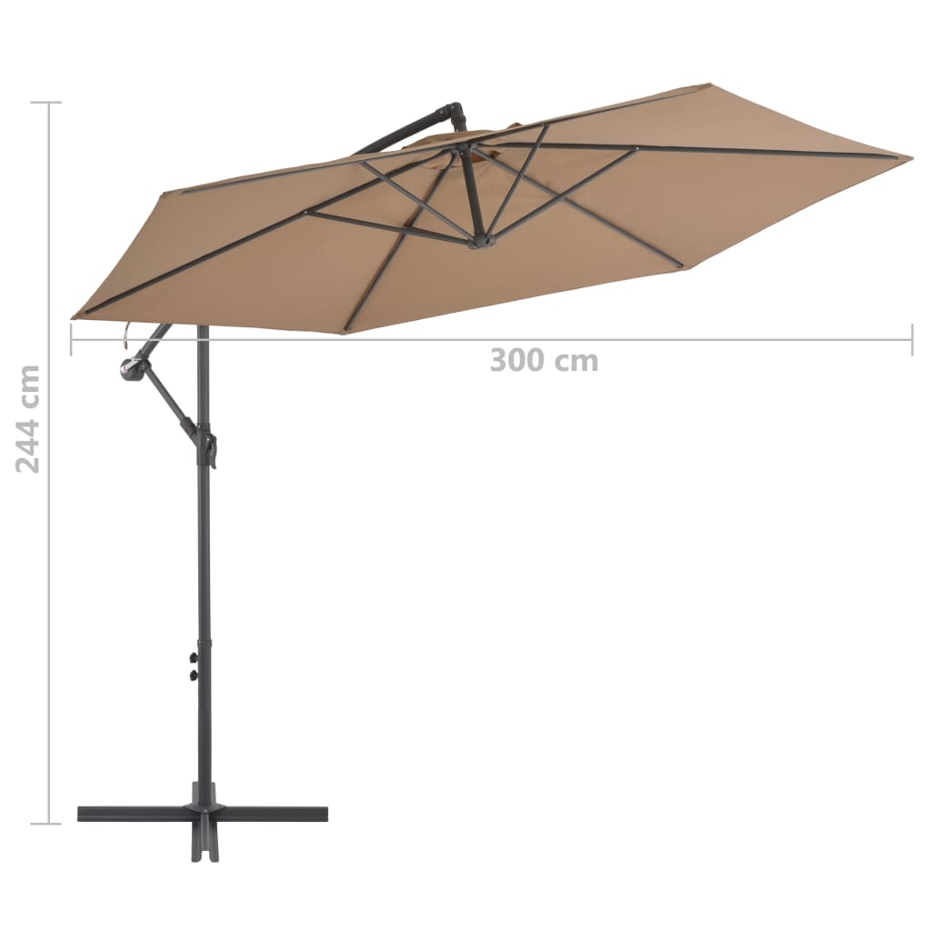 Ampelschirm mit Alu-Mast 300 cm Taupe - Sonnenschirme &