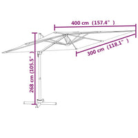 Ampelschirm mit Aluminium-Mast Anthrazit 400x300 cm