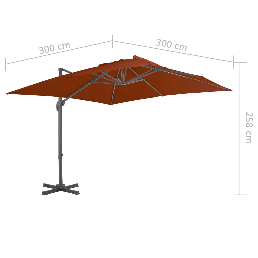 Ampelschirm mit Aluminium-Mast Terrakotta 300x300 cm