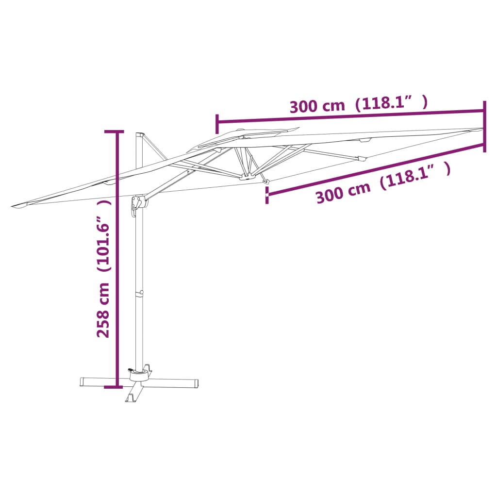 Ampelschirm mit Doppeldach Bordeauxrot 300x300 cm