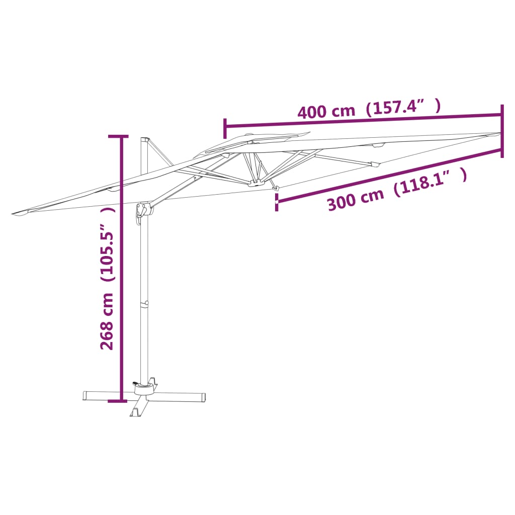 Ampelschirm mit Doppeldach Sandweiß 400x300 cm