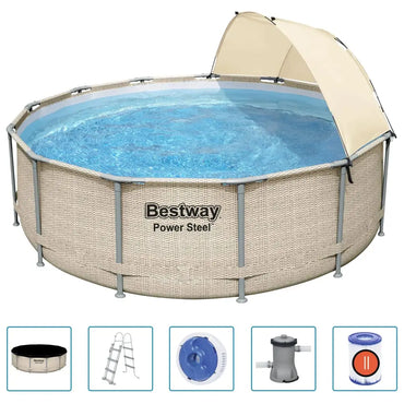 Bestway Power Steel Swimmingpool - Set mit Dach 396x107 cm