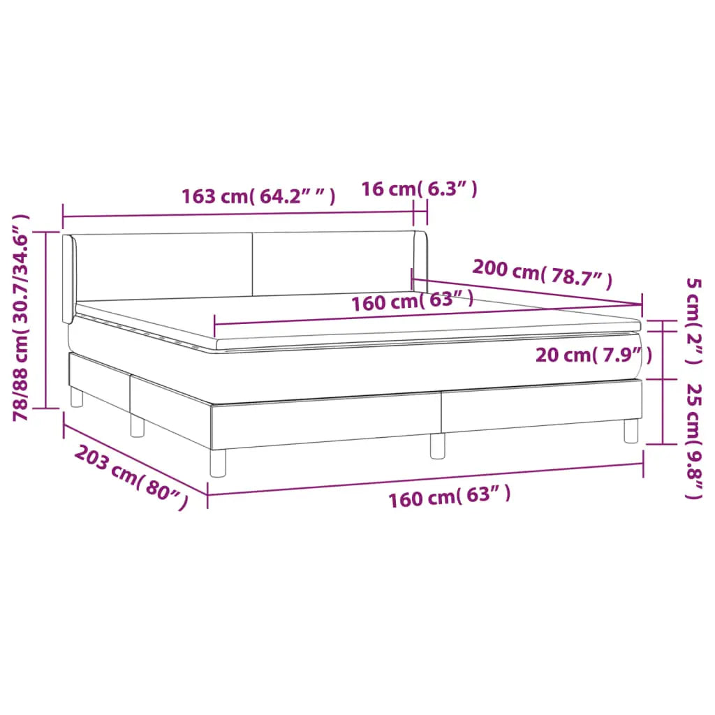 Boxspringbett mit Matratze Blau 160x200 cm Stoff - Betten &