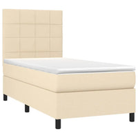 Boxspringbett mit Matratze & LED Creme 90x200 cm Stoff