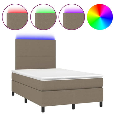 Boxspringbett mit Matratze & LED Taupe 120x200 cm Stoff