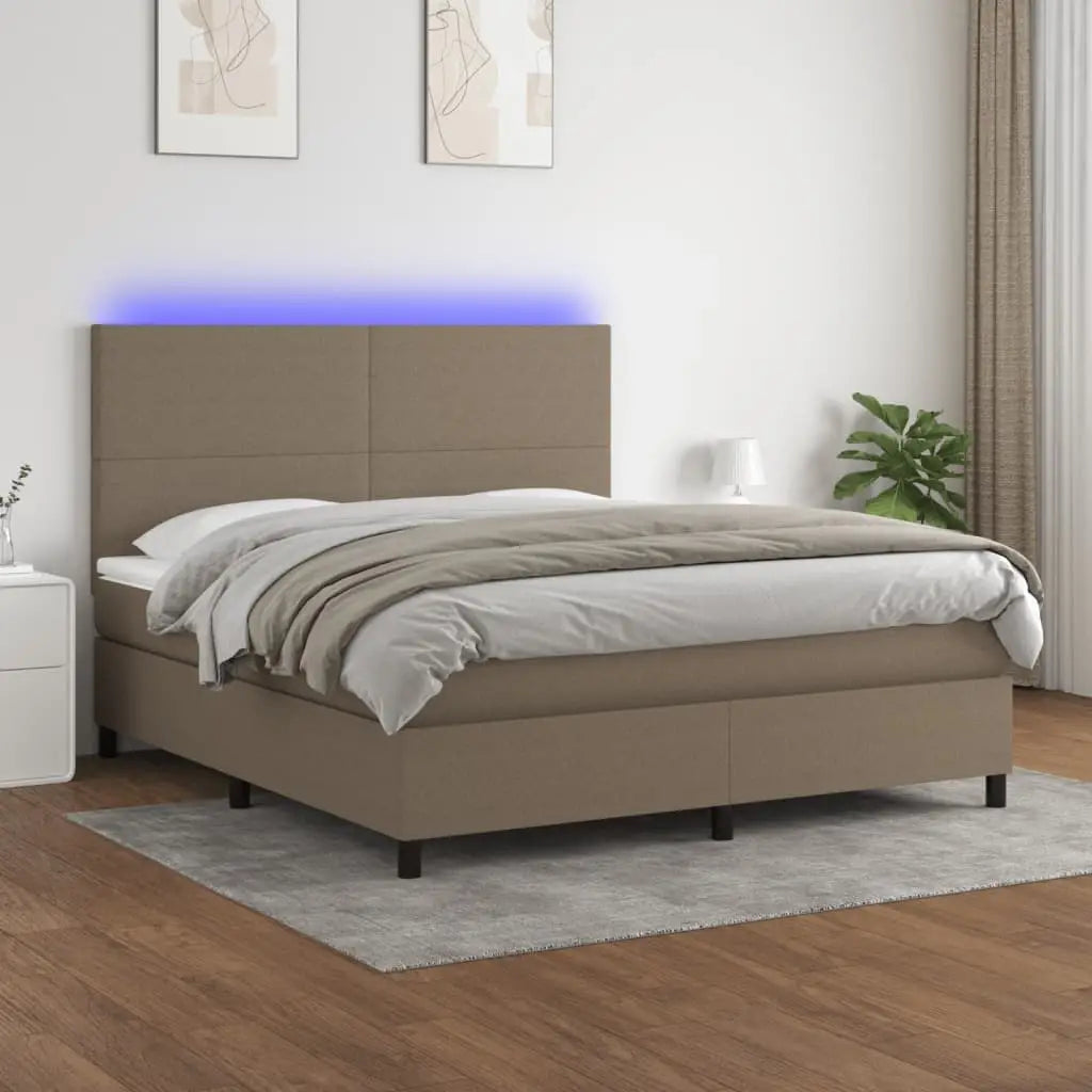 Boxspringbett mit Matratze & LED Taupe 180x200 cm Stoff