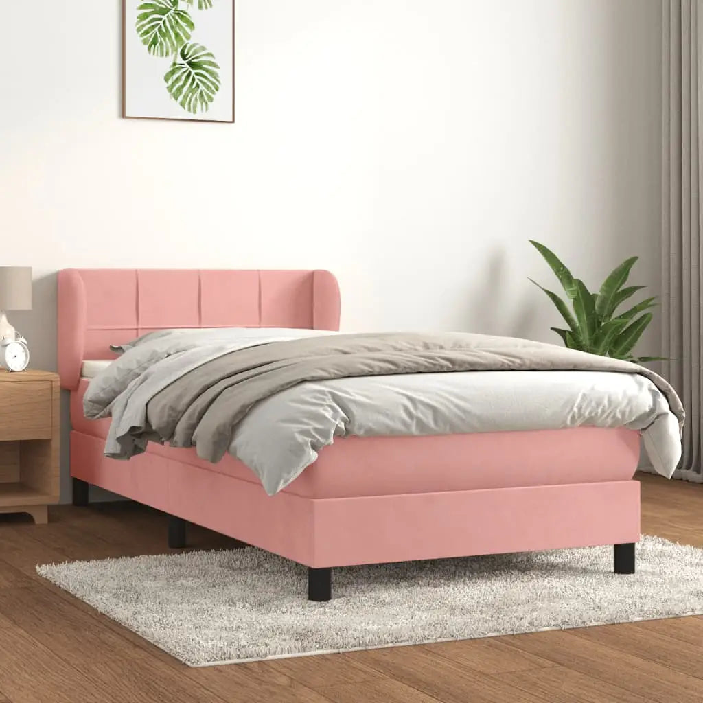 Boxspringbett mit Matratze Rosa 100x200 cm Samt - Betten &