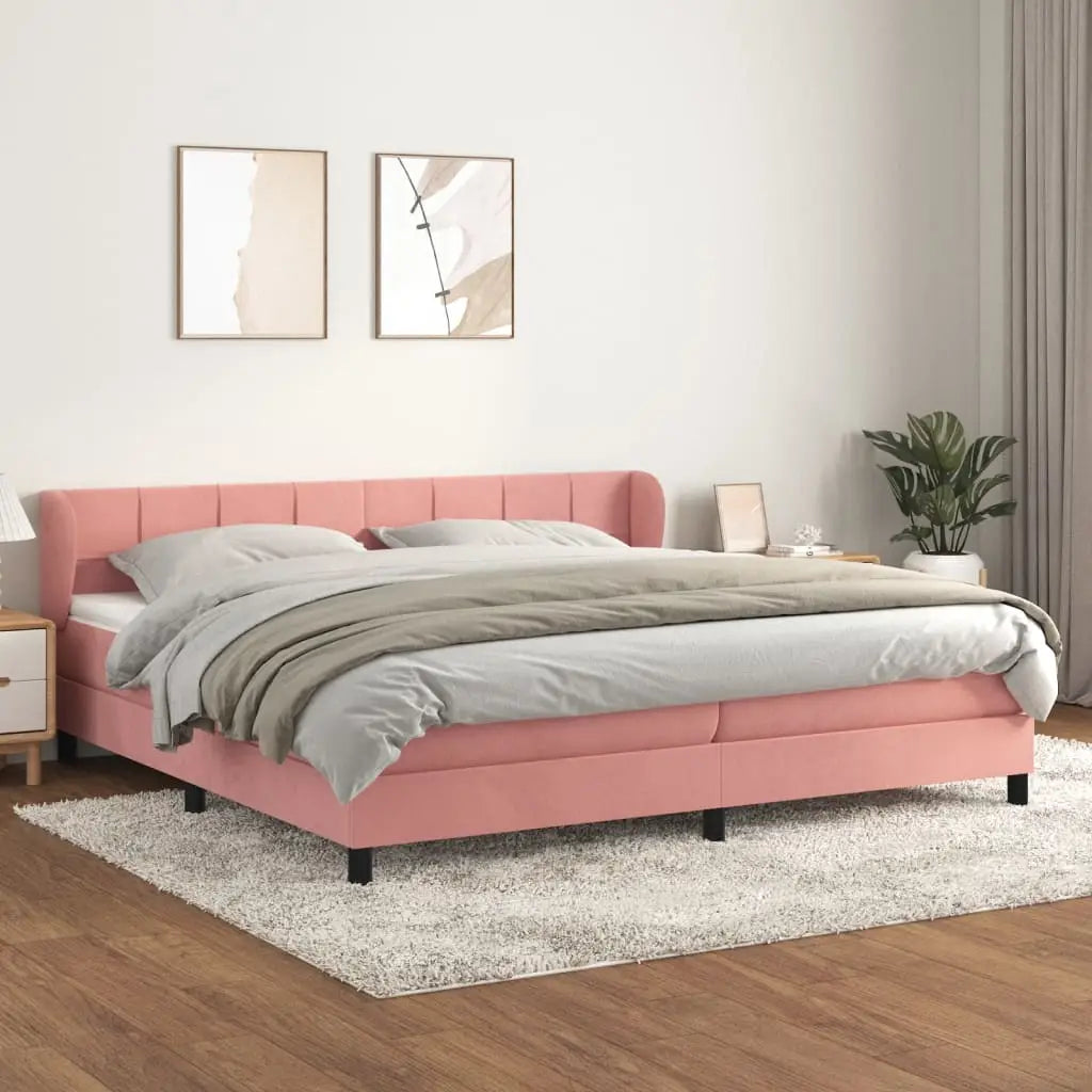 Boxspringbett mit Matratze Rosa 200x200 cm Samt - Betten &