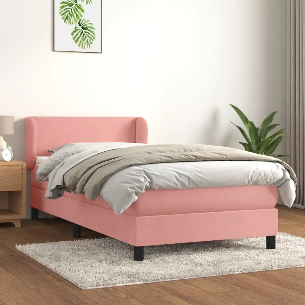 Boxspringbett mit Matratze Rosa 80x200 cm Samt - Betten &