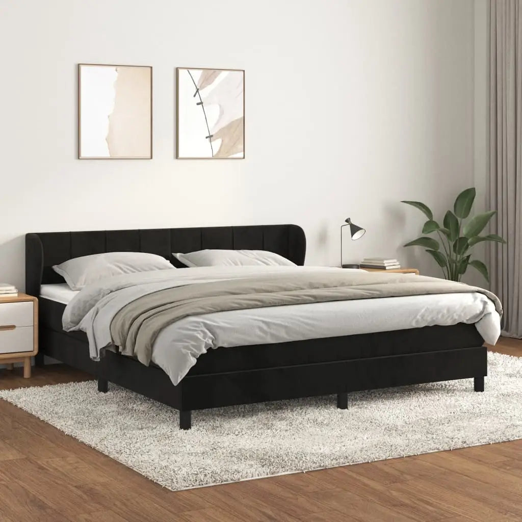 Boxspringbett mit Matratze Schwarz 160x200 cm Samt - Betten