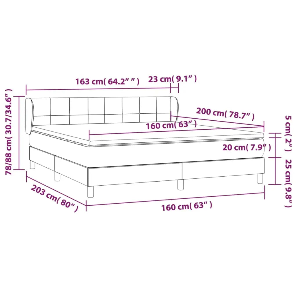 Boxspringbett mit Matratze Schwarz 160x200 cm Samt - Betten