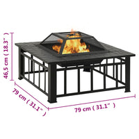 Feuerkorb mit Schürhaken 79x79x46,5 cm XXL Stahl - Kamine