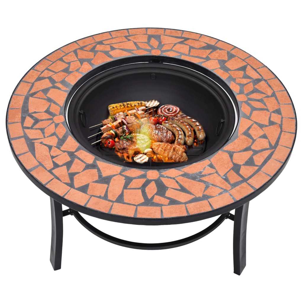 Feuerstelle Mosaik Keramik Terracotta 68 cm - Kamine