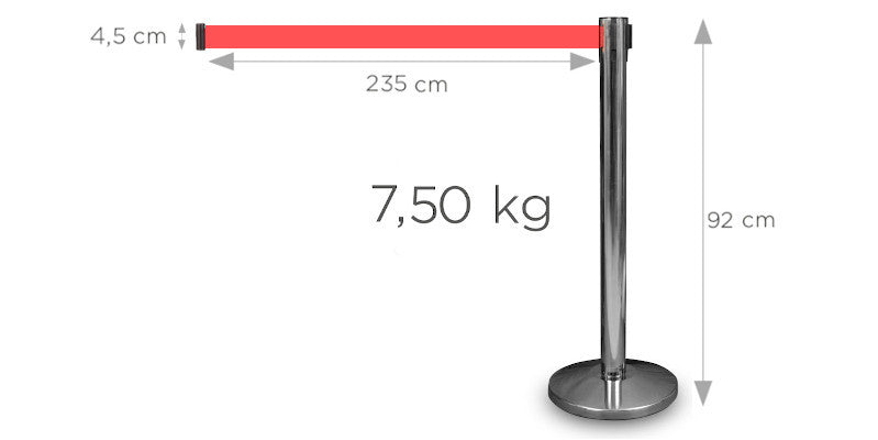 "Premium" Pfosten - chrom, roter Gürtel-2