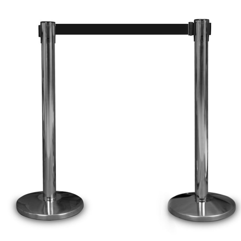 "Premium" Pfosten - chrom, schwarzer Gürtel-2