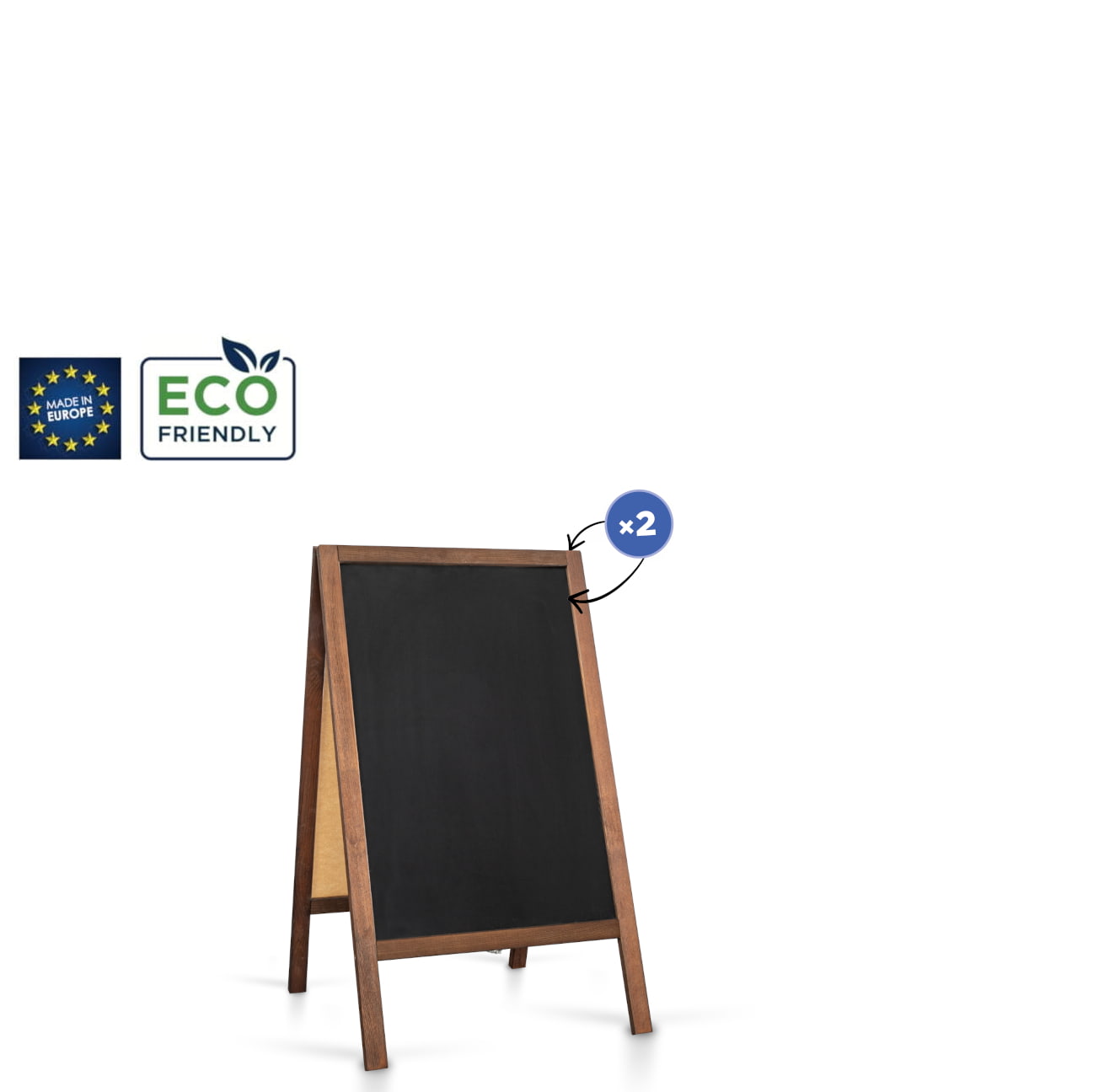 Kreidetafel/Holz Kundenstopper Classic S (51x90 cm) - braun-2