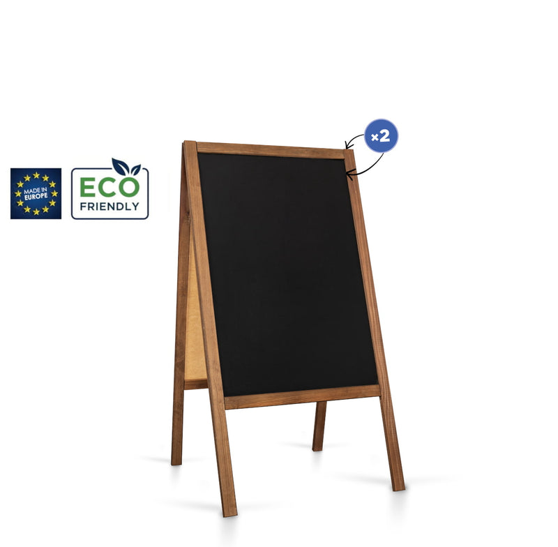 Kreidetafel/Holz Kundenstopper Classic L (61x118 cm) - braun-5