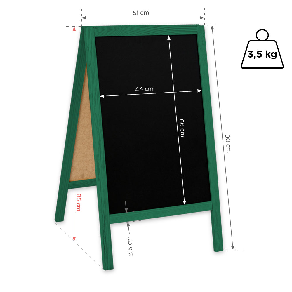 Kreidetafel/holz Kundenstopper Classic S (51x90 cm) - grün-1
