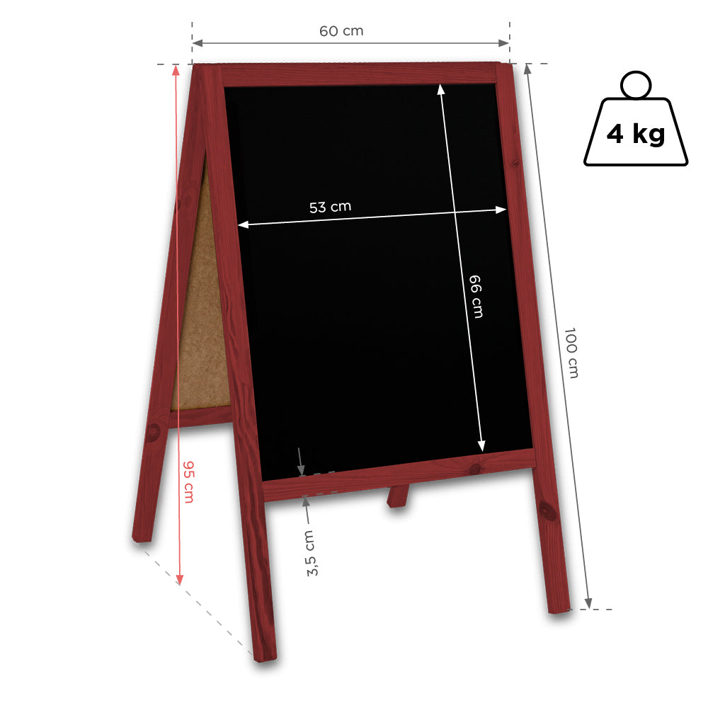 Kreidetafel/Holz Kundenstopper Classic M (60x100 cm) - rot-1