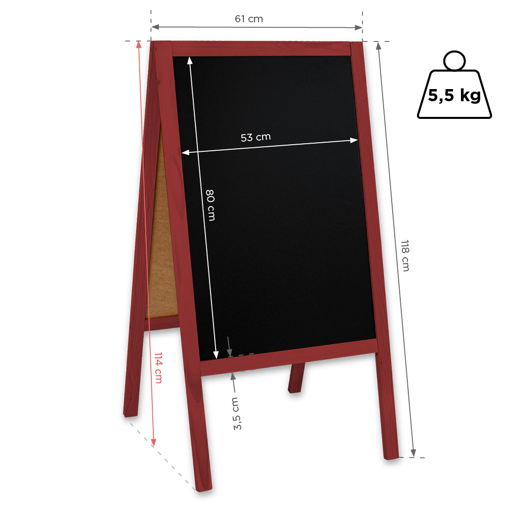 Kreidetafel/holz Kundenstopper Classic L (61x118 cm) - rot-1