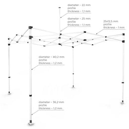 Faltpavillon-Gestell BLANC 2,5 x 2,5 m, Stahl