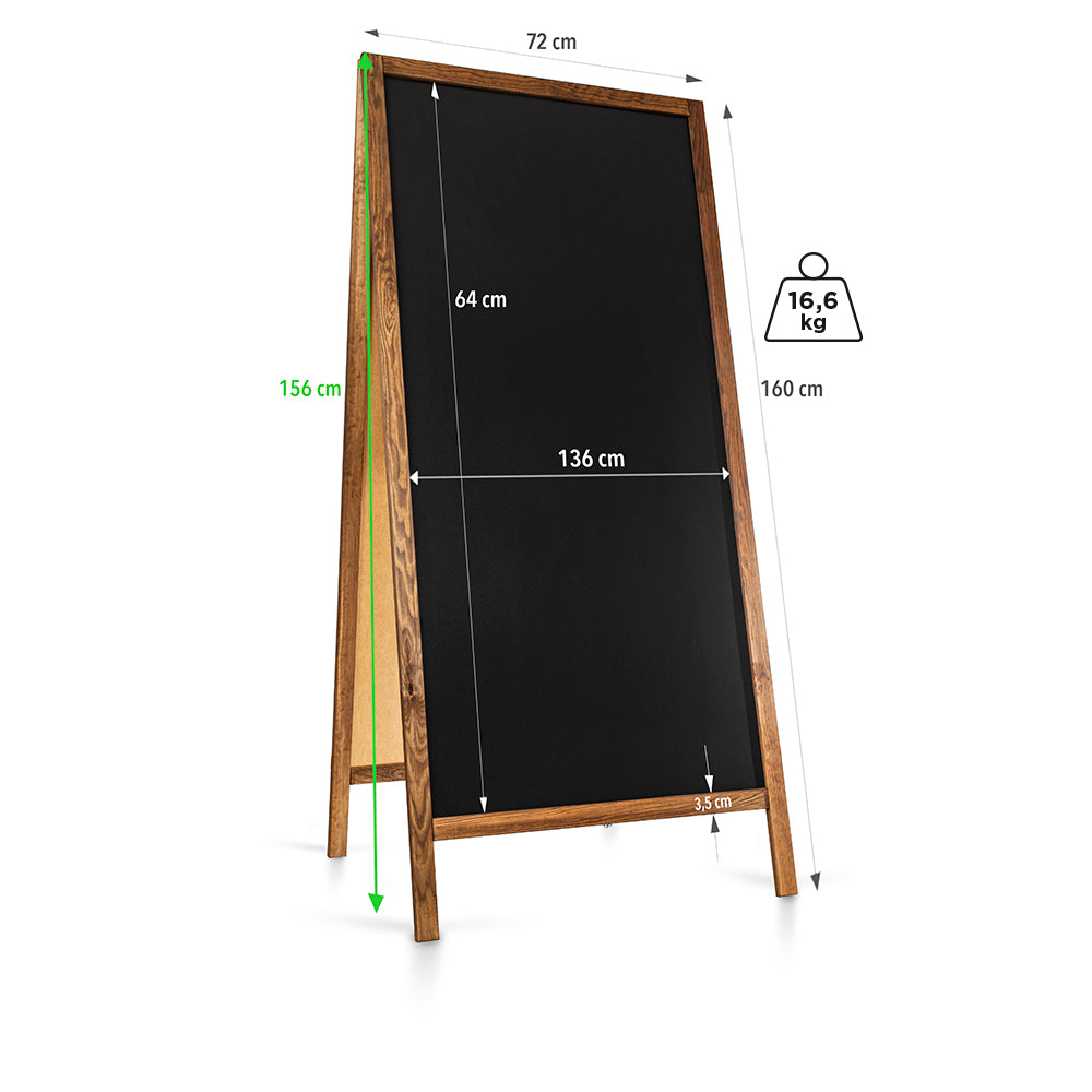 Kreidetafel/Holz Kundenstopper Classic XL (72x160 cm) - braun-7