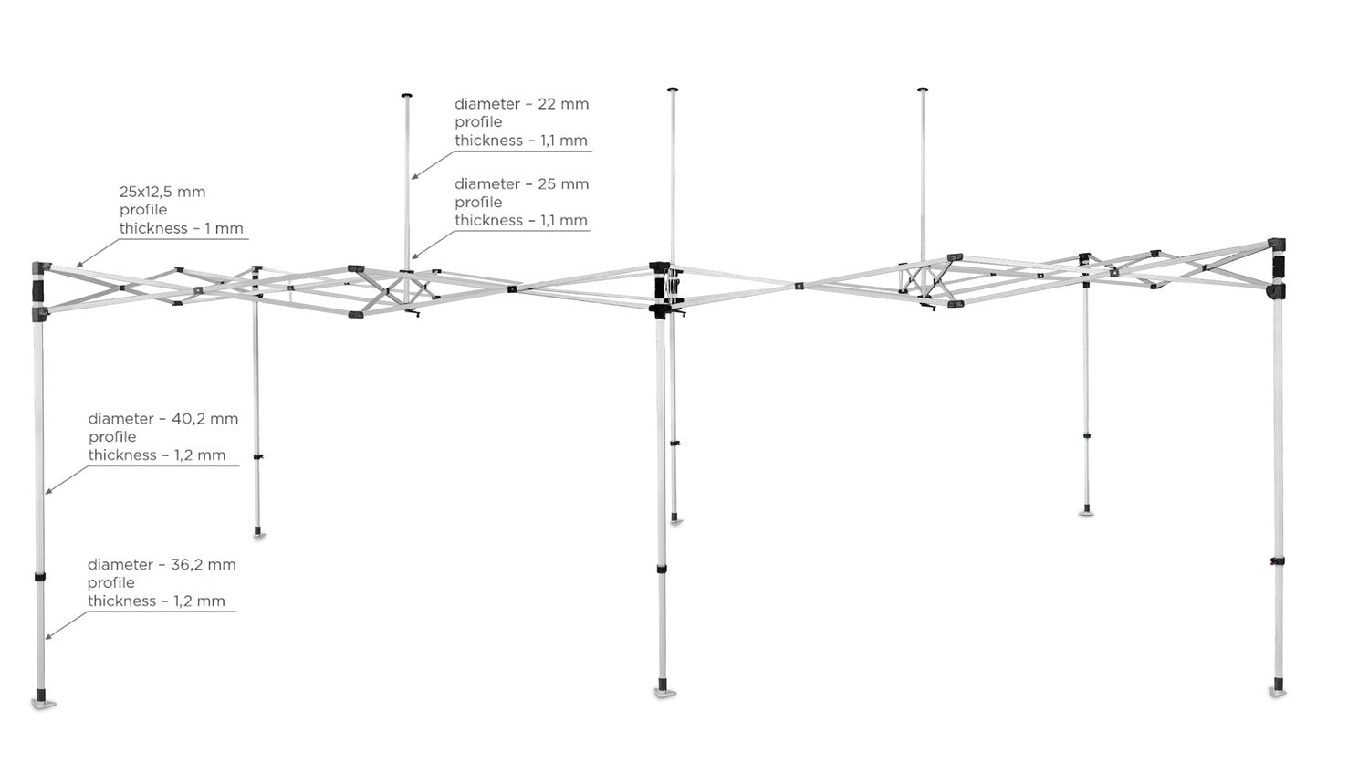 Zeltrahmen aus Aluminium "Everest" 3x6 (in einer Tasche auf Rädern)-9