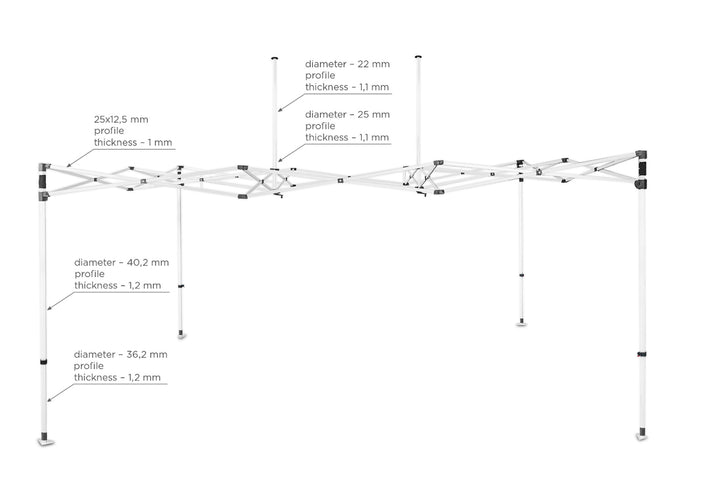 Zeltrahmen aus Stahl "BLANC" 3x4,5 (in einer Transporttasche auf Rädern)-10