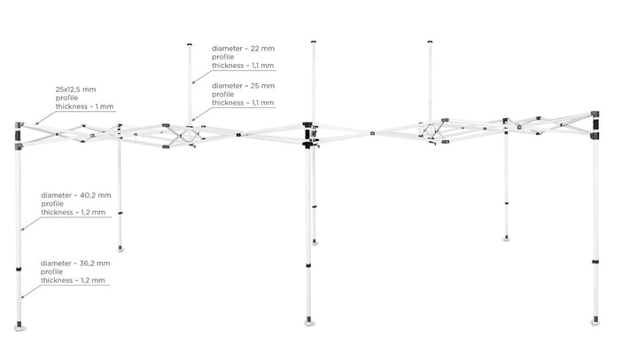 Zeltrahmen aus Stahl "BLANC" 3x6 (in einer Transporttasche auf Rädern)-10