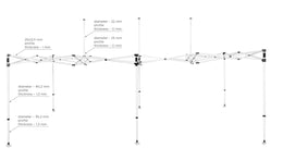 Faltpavillon-Gestell BLANC 3 x 6 m, Stahl