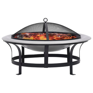 Garten-Feuerschale mit Grill Edelstahl 76 cm - Kamine