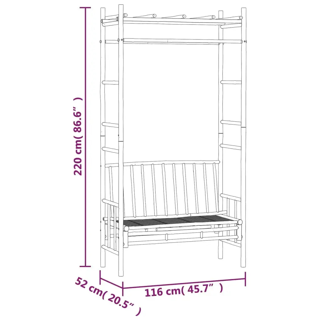 Gartenbank mit Pergola 116 cm Bambus - Gartenbänke