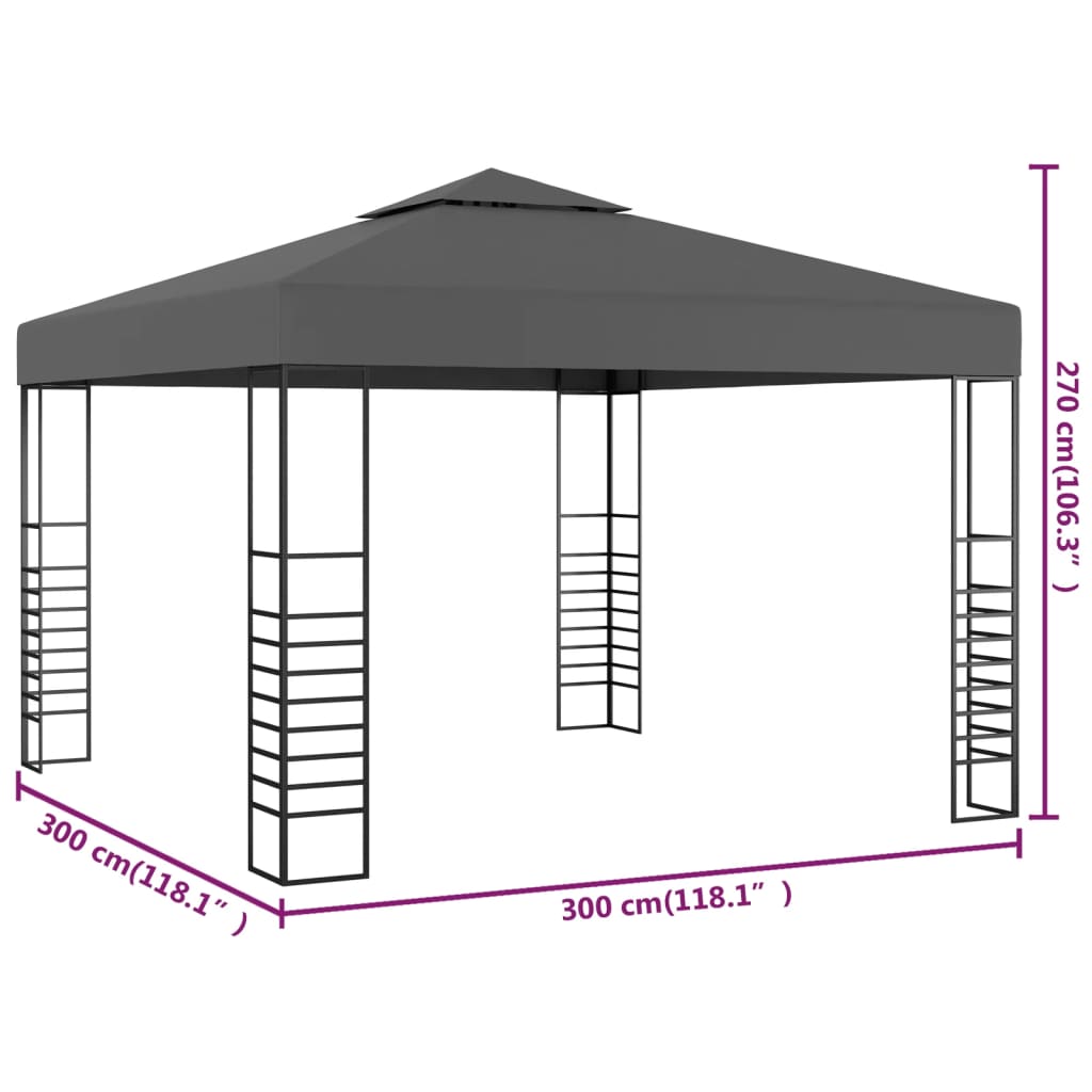 Gartenpavillon 3×3 m Anthrazit - Pavillons & Partyzelte