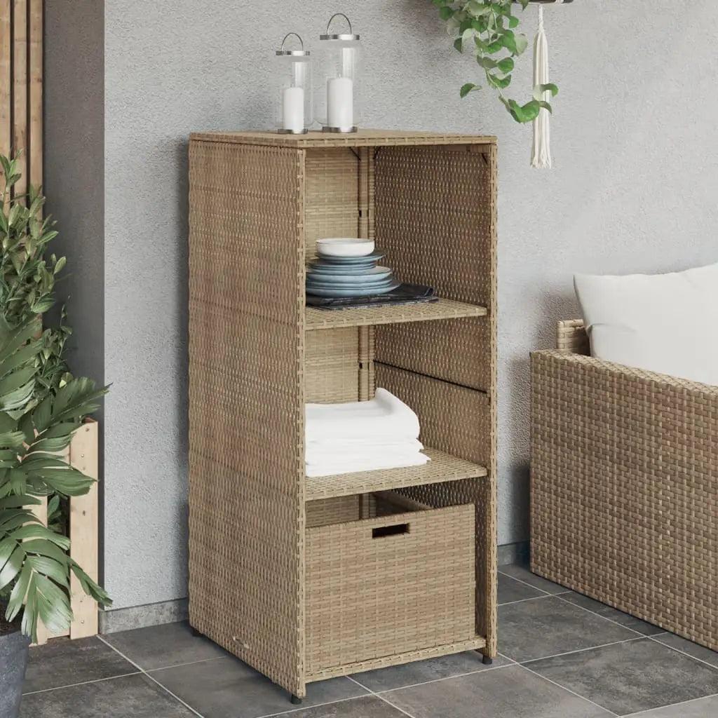 Gartenschrank Beige 50x55x115 cm Poly Rattan - Gartenboxen