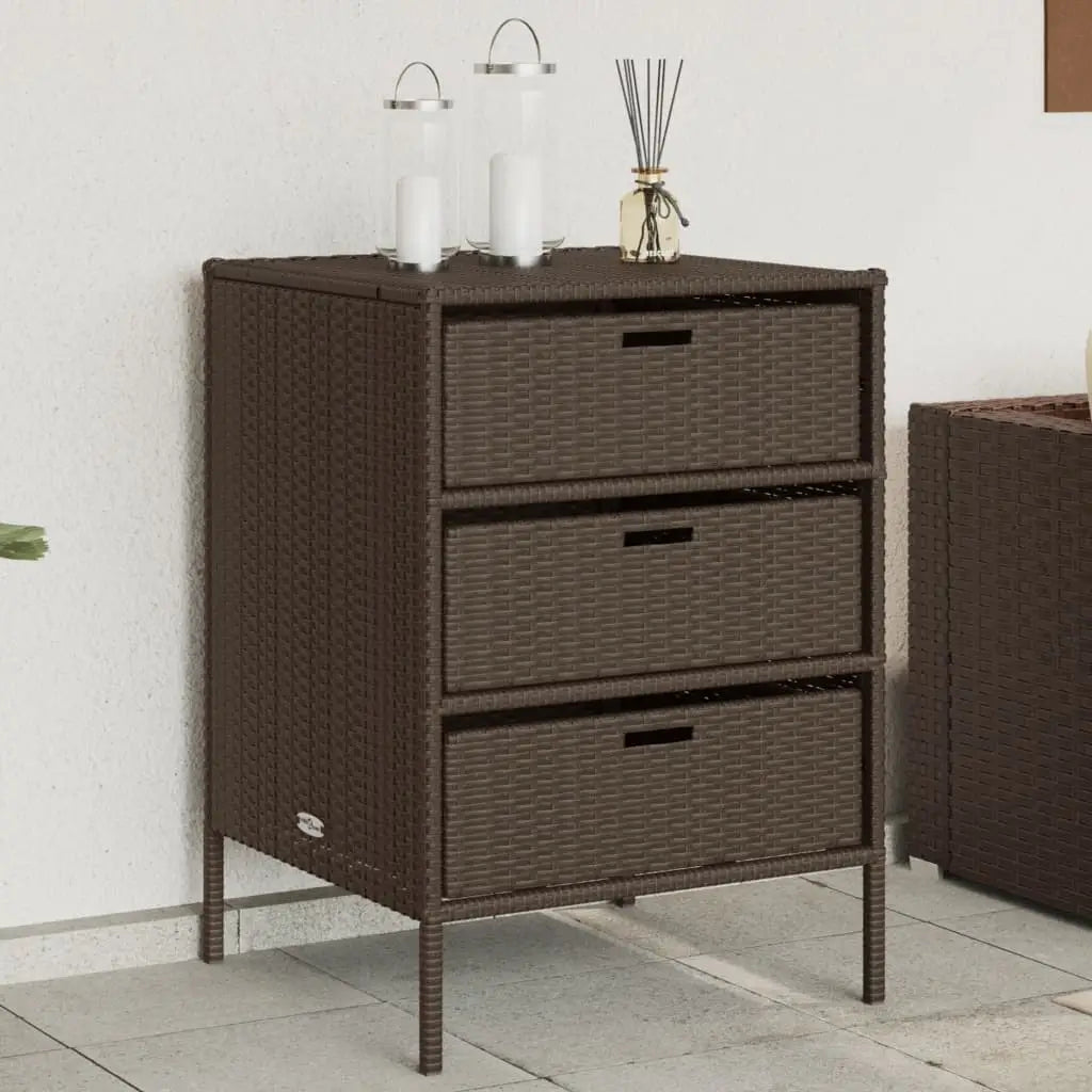 Gartenschrank Braun 55x59x80 cm Poly Rattan - Gartenboxen