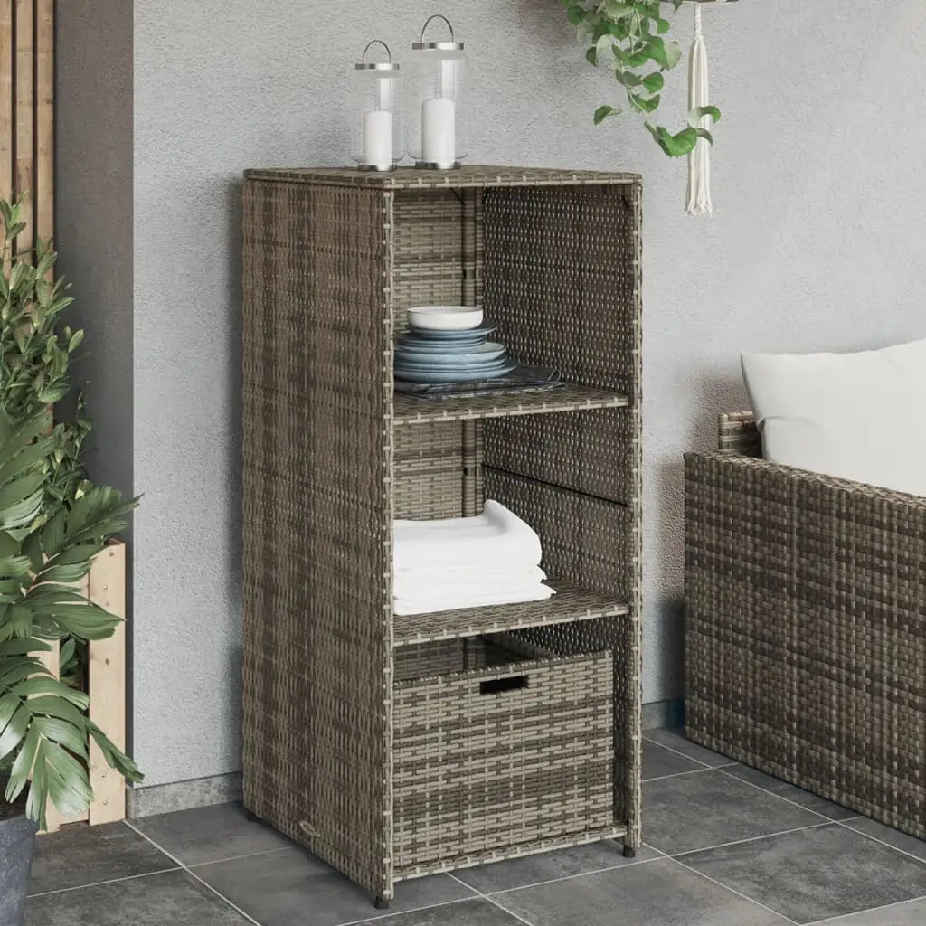 Gartenschrank Grau 50x55x115 cm Poly Rattan - Gartenboxen