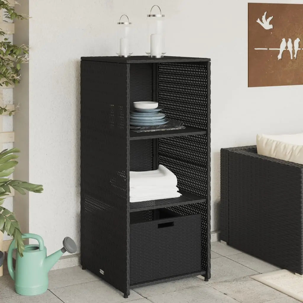 Gartenschrank Schwarz 50x55x115 cm Poly Rattan - Gartenboxen