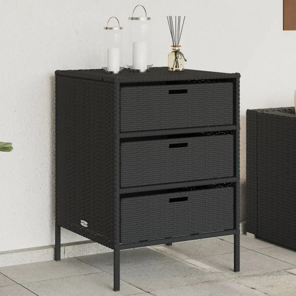 Gartenschrank Schwarz 55x59x80 cm Poly Rattan - Gartenboxen